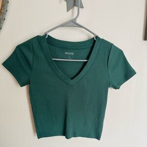 Hollister Teal Ribbed crop top Small